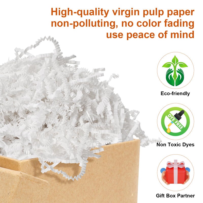 Darfukei Shredded Paper For Gift Baskets  8oz Crinkle Paper  White Crinkle Paper Filler  Crinkle Cut Paper Shred For Birthdays  Weddings Boxes Bags  Basket Filler Anniversaries Gift Wrapping - Image 2